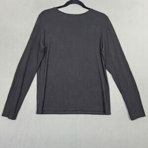 EILEEN FISHER Shirt Womens Small Black Stretch Long Sleeve Scoop Neck Top USA